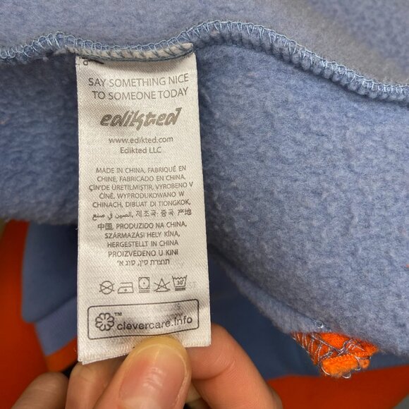 Edikted Cowboys Varsity Sweatshirt Jacket - Orange and Blue - Picture 7 of 8